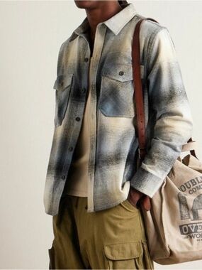 Corridor NYC Kingston Checked Recycled Cotton-Blend Flannel Overshirt Sz Medium